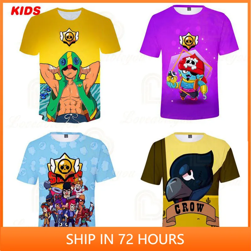 

6 To 19 Years Kids Leon t shirts Sandy Max Spike and Star, Fashion Shooting Game PRIMO 3D Boys Girls Cartoon Tops Teen Clothes