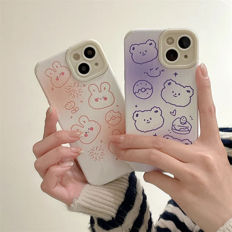 

Cartoon Bear Rabbit Phone Case For Xiaomi Mi 8 10 Pro 11 Lite Redmi Note 7 8 9Pro K20 K30 30I K40 Slim Matte Texture Back Cover