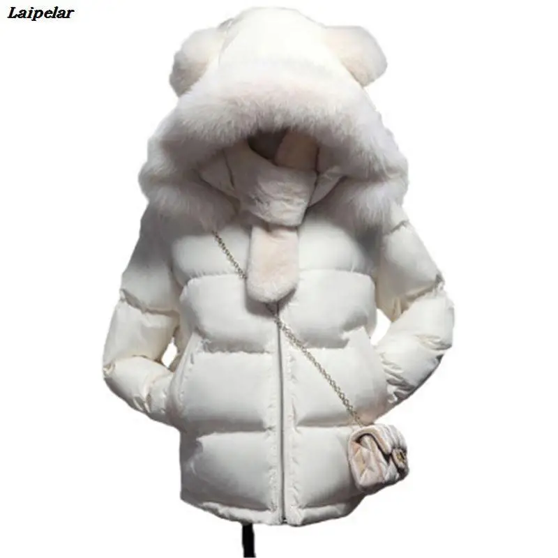 Laipelar 2019 New Big Collar Hoody Women's Winter Jacket Women's Park Slim Short Women's Down Jackets 4 Colors S-XXL