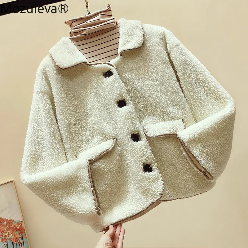 2020 Autumn Winter Real Fur Coat Women Clothes Short Korean Loose Sheep Shearing Wool Jacket Overcoat Manteau Femme | Женская одежда