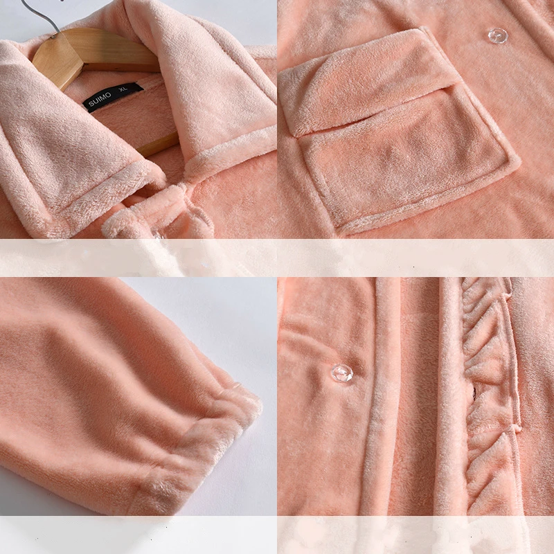 Женский фланелевый Халат на пуговицах мягкий теплый кардиган большого размера
