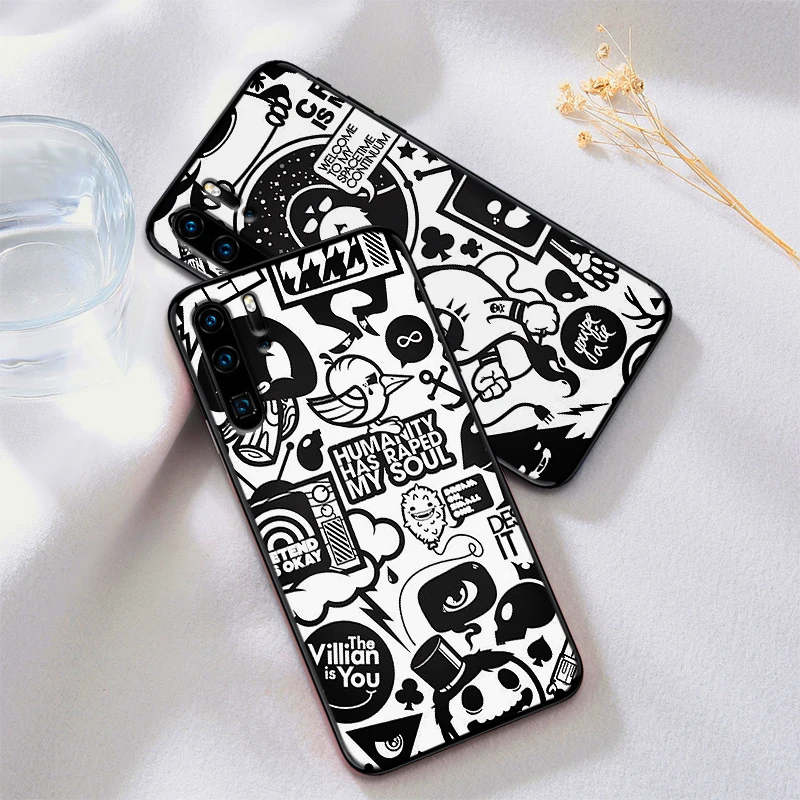 Черные чехлы для мобильных телефонов с граффити huawei Honor Note 10 View 20 7A 3GB 7X 8X 9X Pro 8 9 Lite |