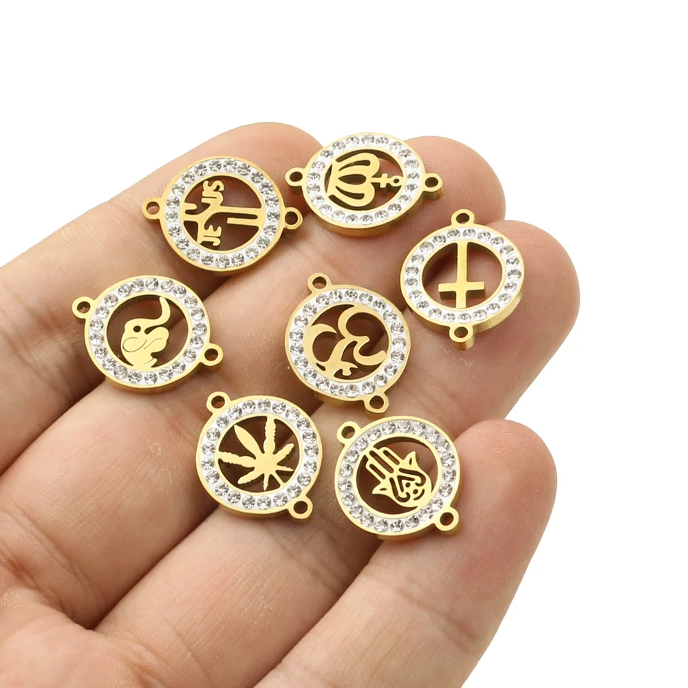 5 шт./лот золотой крест кленовый лист нержавеющая сталь высокое качество круглый