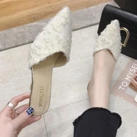 high heeled slippers female spring and autumn wear 2021 new korean fashion pointed stiletto and baotou fairy style