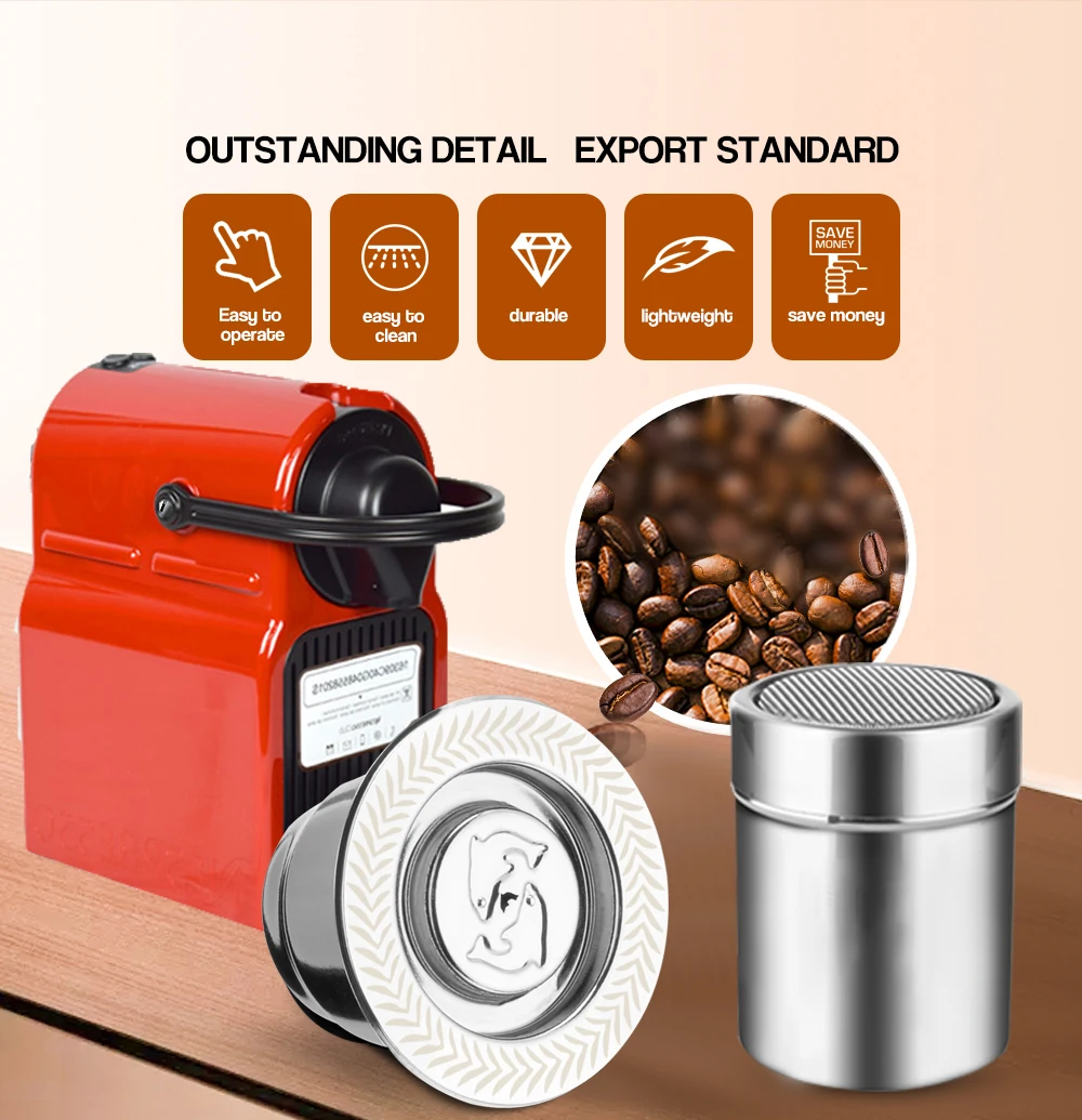 

Espresso Capsulas De Cafe Recargables Stainless Steel Cream Version Capsule For Nespresso Refillable Capsule Reusable Pods