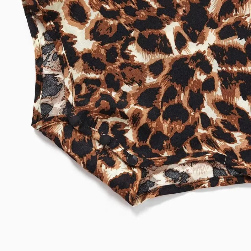 

Summer Mama and Me Sisters Matching Outfits Fashion Lady Leopard Print Flying Sleeve Dress Mother Daughter Party Show Dresses
