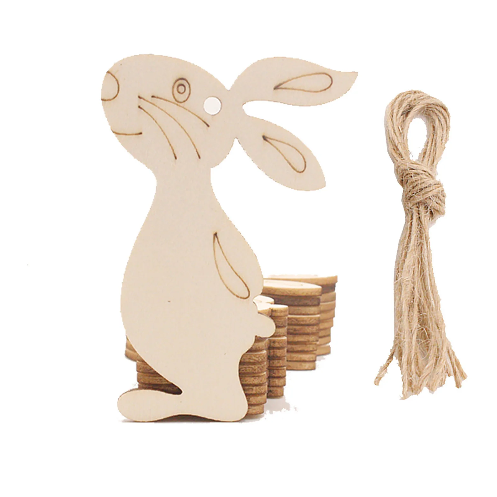 

60pcs/Lot 2021 Easter Crafts Easter Decorations Egg Wooden Ornament Easter Decorations for Home Rabbit Wood Happy Easter