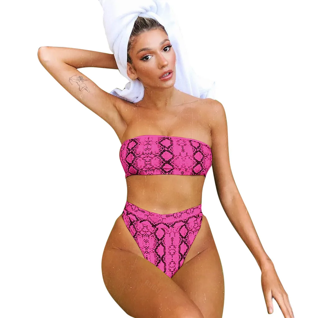 Женский комплект бикини SAGACE 2020 с принтом питона Модный Купальник открытыми