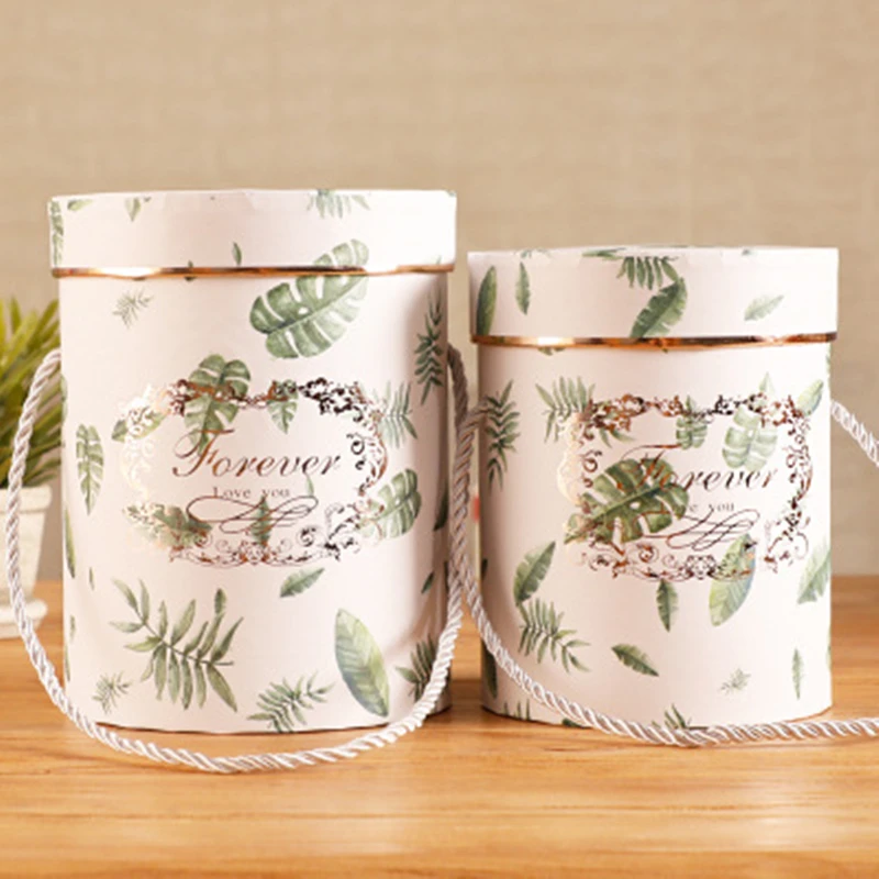 

New Round Dried Flower Hug Bucket Flower Paper Packaging Boxes Festival Souvenir Gift Box Candy Bar Party Wedding Storage Box