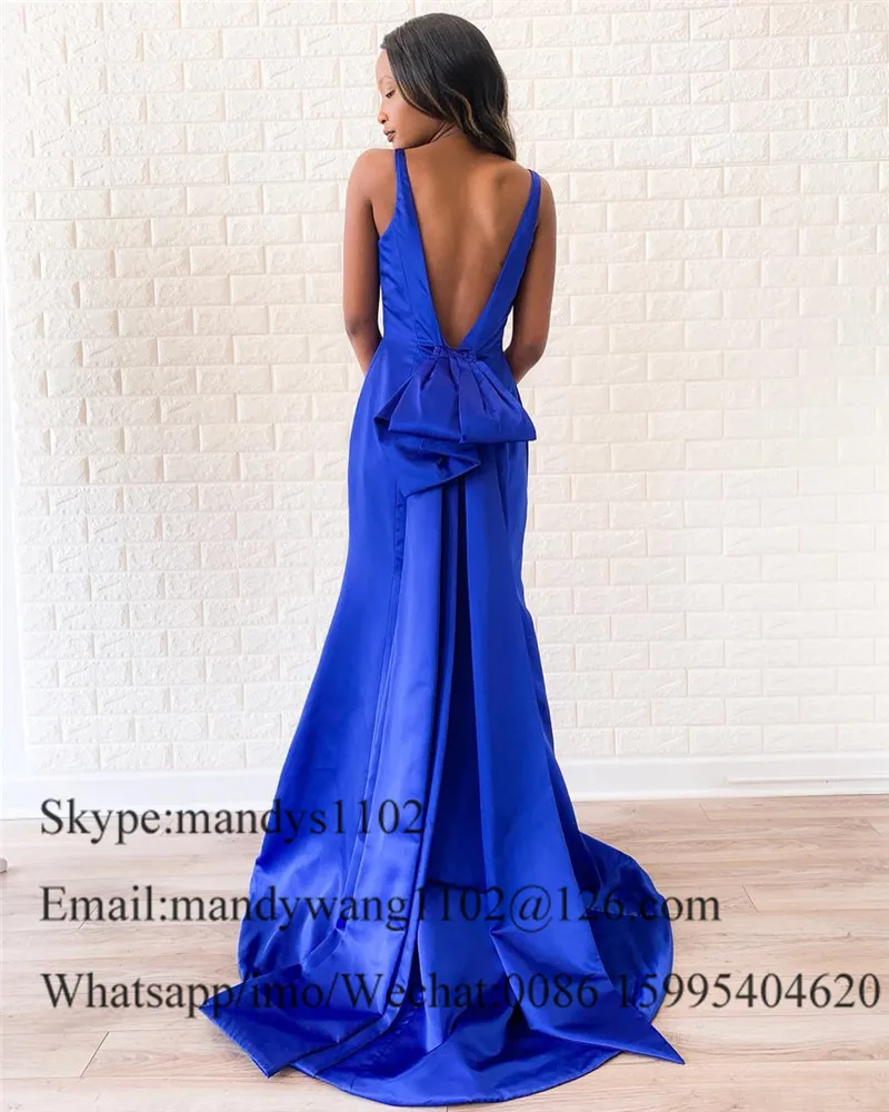 Платье для выпускного вечера Mbcullyd с юбкой-годе Королевского синего цвета Длинное