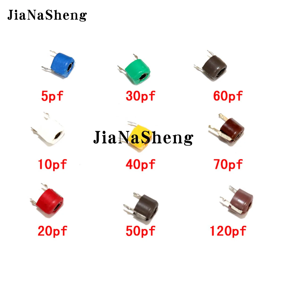 

45pcs Variable Trimmer capacitor Assorted Kit JML06 5pf 10pf 20pf 30pf 40pf 50pf 60pf 70pf 120pf Adjustable capacitors set pack