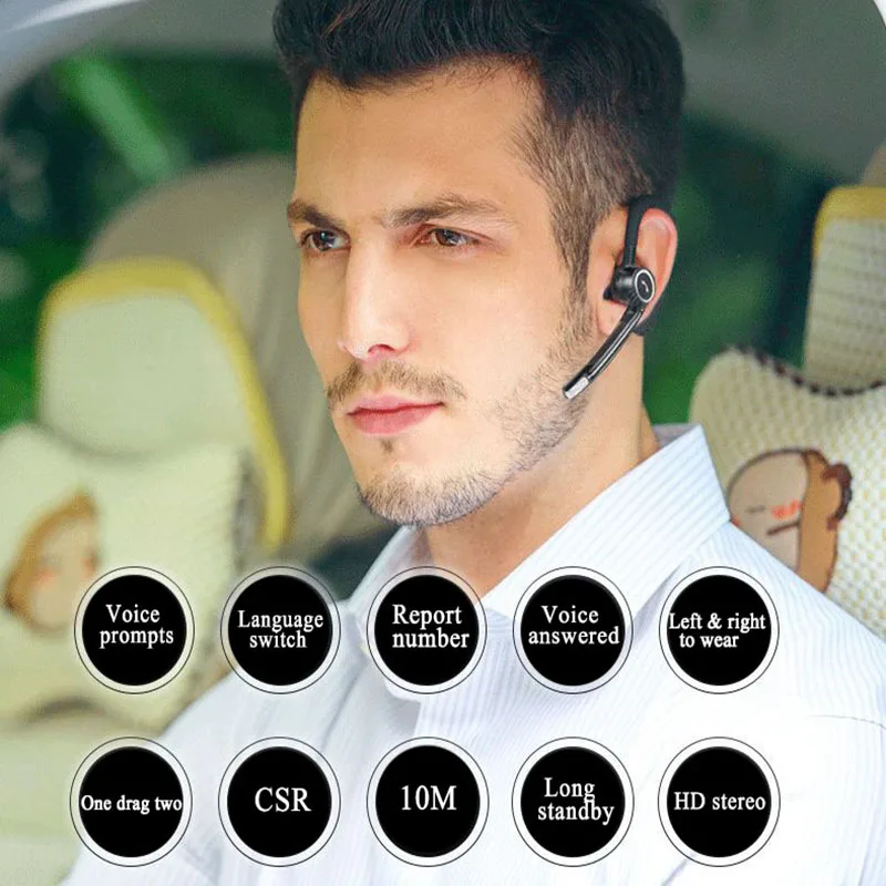 

5Pcs V8S Business Bluetooth Earphone Sport Wireless Headset Car Driver Handsfree Earphone With Microphone Audifon