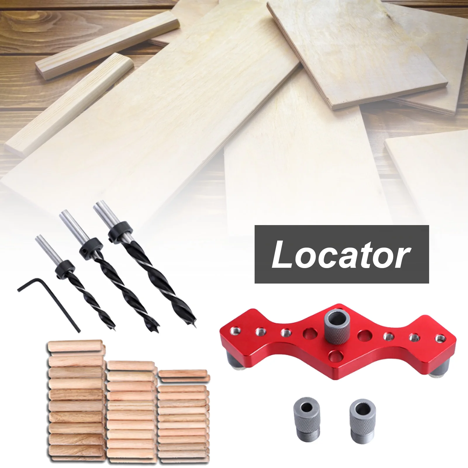 

Woodworking Locator Self-centering Positioning Tool Drill Bits Pocket Hole Jig Kit 15 Degree Angle Drill Guide Set Hole Puncher