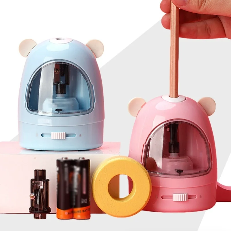 

Children Electric Stationery Set with Dust Cleaner Retractable Eraser Electric Pencil Sharpener Erasers Refill Batteries