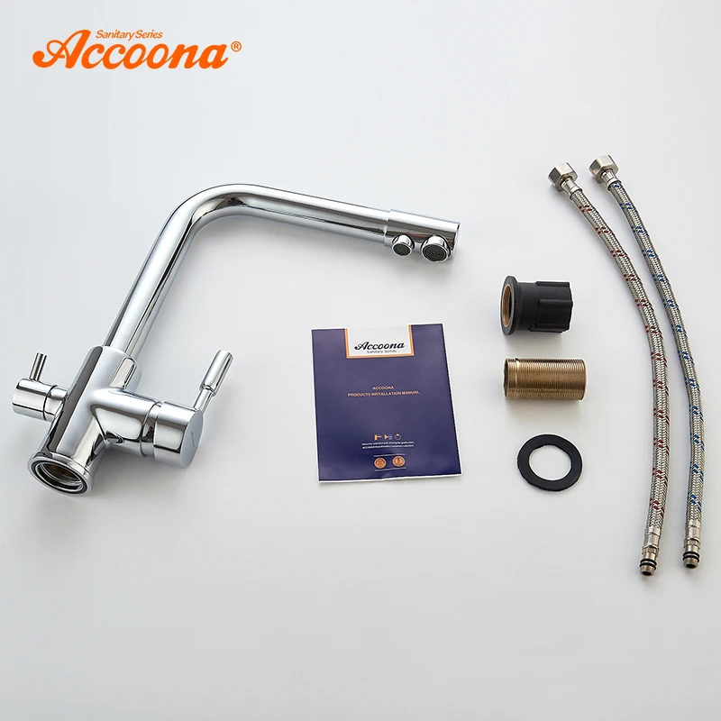 Кухонный кран Accoona современный двойной зеркальный фильтр для чистой воды