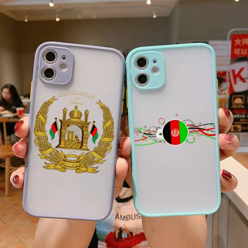 

Afgha Flag Phone Case For iPhone 13 12 11 Mini Pro XR XS Max 7 8 Plus X Matte transparent blue Back Cover