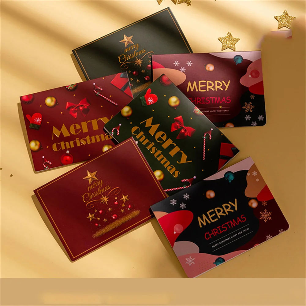 

6 шт. креативные рождественские пожелания карты Складная семейная благословение открытка на день рождения Новогодние рождественские подар...