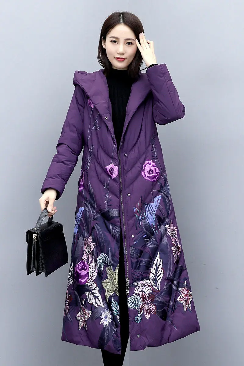 Женская Стеганая куртка средней длины зимняя в стиле ретро с капюшоном китайском