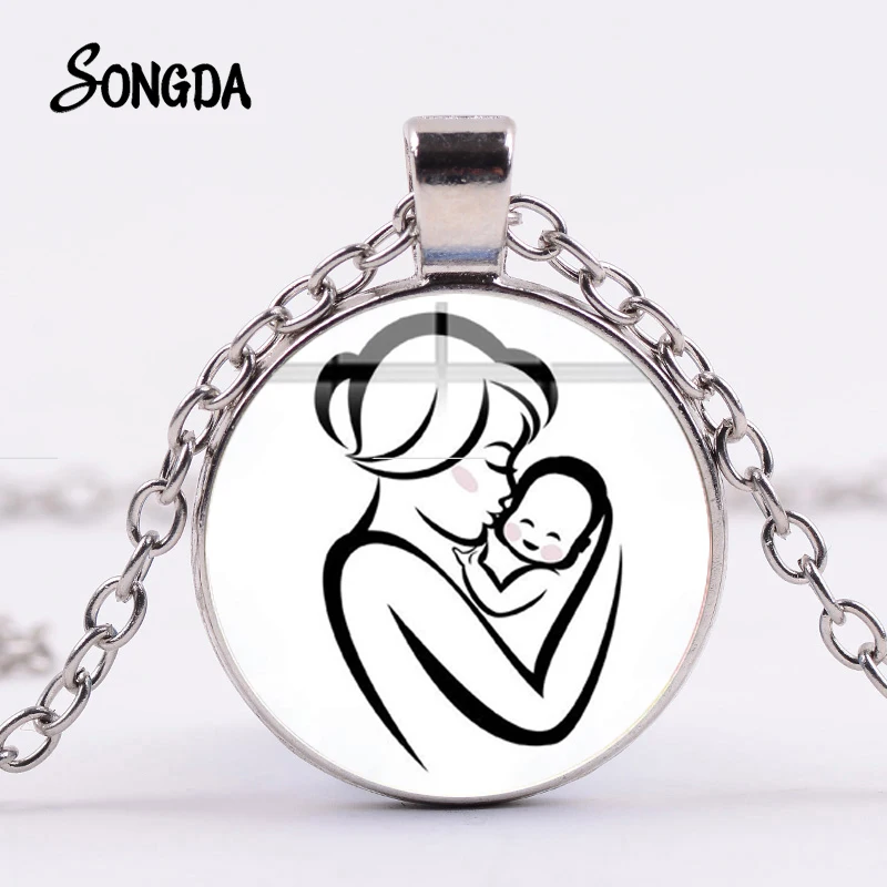 Ожерелье для матери и ребенка теплые объятия простой рисунок стеклянная