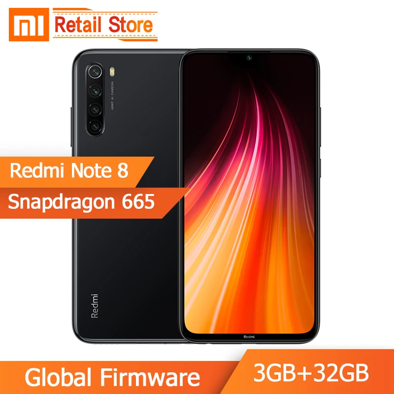 Xiaomi Redmi Note 8 3 ГБ 32 Смартфон Snapdragon 665 4000 мАч 6 &quotFHD + дисплей 48MP Quad камера мобильный