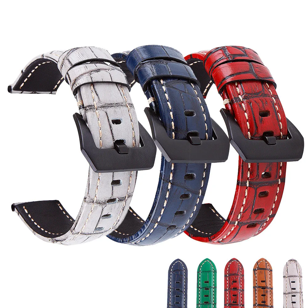 

20mm 22mm 24mm 26mm Crazy Horse Genuine Leather Watch Band High-end Retro Men Strap Bracelet Calf Leather Watchband Accessories