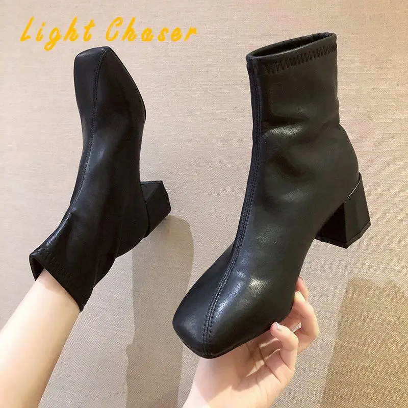 Platform Boots Winter Chelsea Boots Women Brand Designer Ladies Botas Mujer Matin Boots Short Booties High Heel Women's Boots