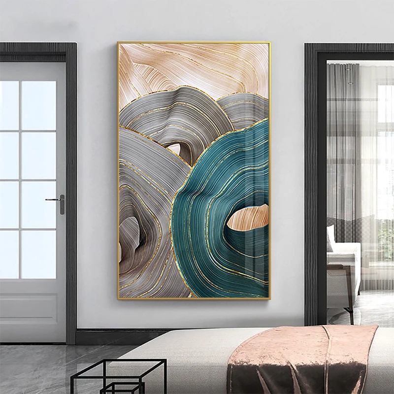 

Modern Canvas Painting Nordic Abstract Luxury Ribbon Golden Posters Prints Wall Art Pictures for Living Room Bedroom Decoration
