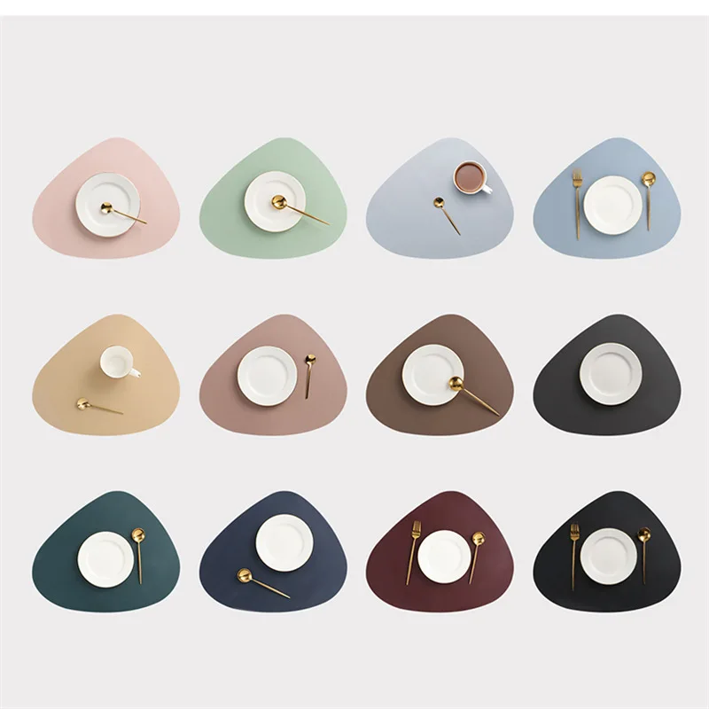 

USA 1/2/3/5/7/9/11 PCS Placemat+Coaster Set Tableware Pad PU Leather Table Mat Heat Insulation Non-Slip Placemats Bowl Coaster