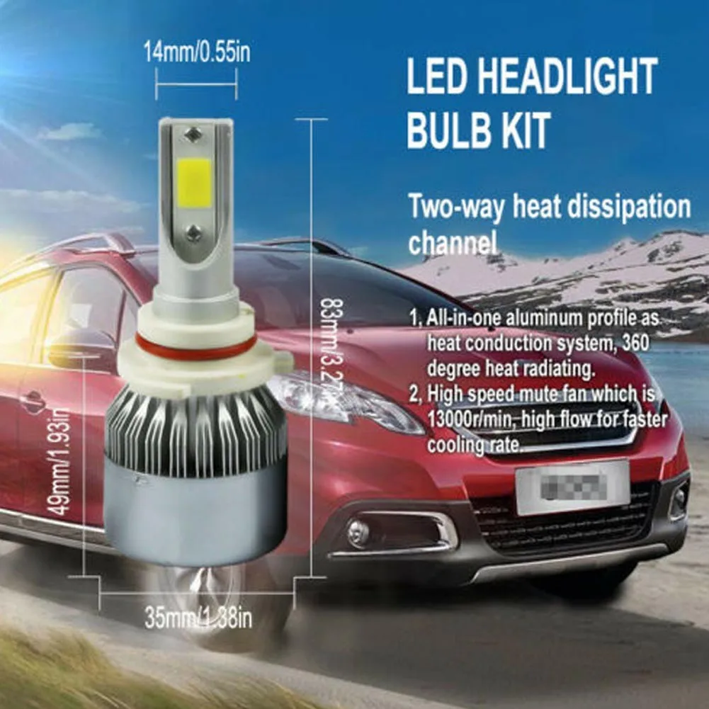 

Car LED Headlight 2 * 9005 LED Lights+2 * 9006 LED Lights Pure White 6000K Plug And Play COB IP67 Waterproof Car Accessories