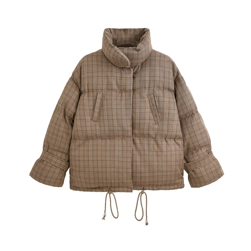 

Women Clothing 2020 Winter Coat Women Parkas Plaid Print Single Breasted Female Winter Jacket Loose Warm Thick Women Coat
