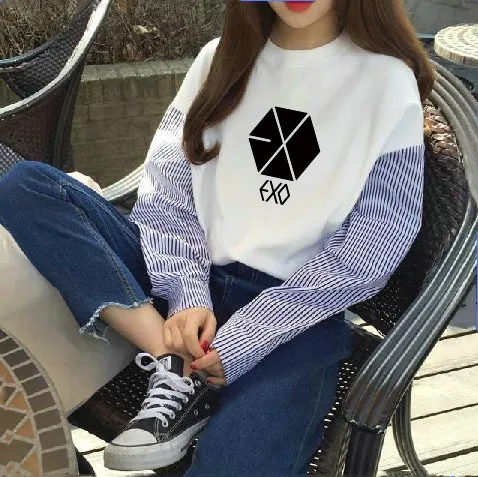 Kpop EXO 2021 летние новые повседневные футболки женская осенняя одежда белая