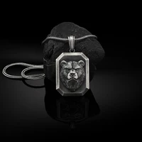 animal bear head pendants amulet hip hop titanium steel pendants necklace mens new sweater chain necklaces