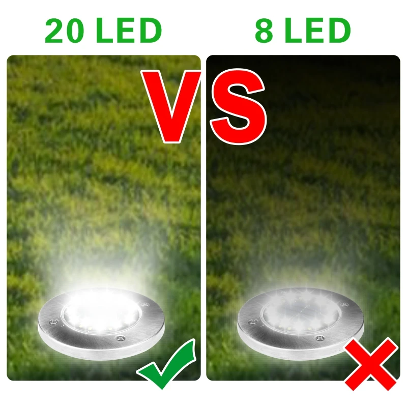 4pcs/lot 20LED Solar Lawn Lamp Outdoor Yard Buried Decoration  Night Lights IP65 Waterproof PathWay Floor Under Ground Spot Lamp images - 4