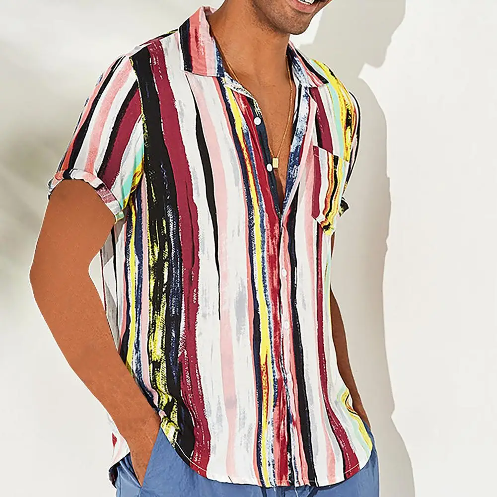

2021 New Men's Shirts Men Hawaiian Casual Button Wild Shirts Printed Short-sleeve Cotton And Linen Holiday Blouses Plus Size