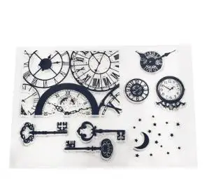 Прозрачная печать для DIY прозрачные силиконовые штампы часы с ключиком ПВХ