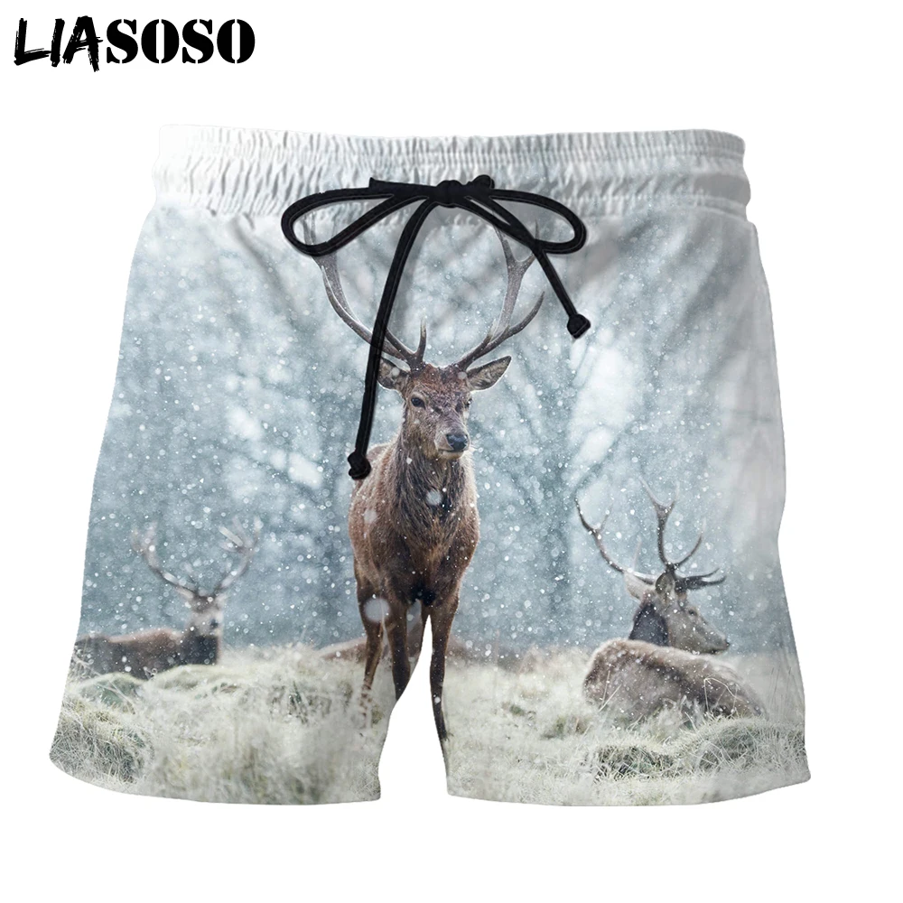 

LIASOSO Animal Sika Deer Shorts 3D Print Men's Women's Shorts Oversized Pants New Comfortable Able Shorts Beach Sports Casual