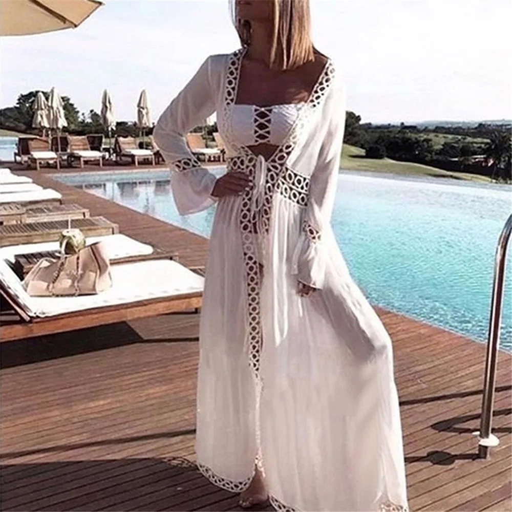 Пляжное платье с расклешенными рукавами накидки для бикини туники купальники