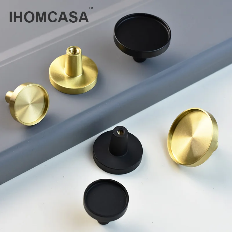Латунные аксессуары IHOMCASA сделай сам ручки для шкафов Золотая/черная медная