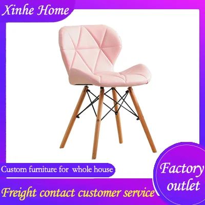 

Retro home Americen style wooden dining chair PU leather surface soft sponge cushion furniture with metal frame for dining room