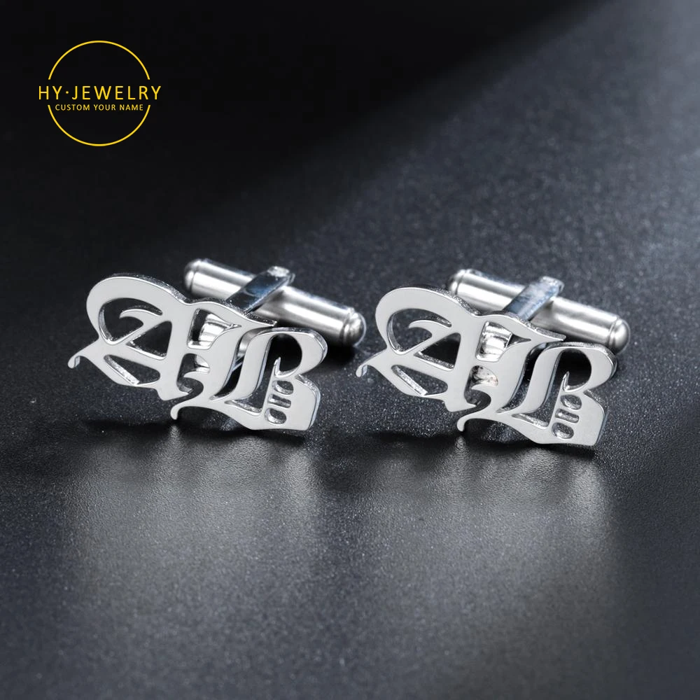 

Custom Name Cufflinks Buttons Mens Wedding Gifts Personalized Cufflinks With Shirt Stainless Steel Letter Cufflink Men Accessori
