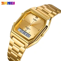 skmei luxury women golden quartz watch 3 time ladies digital wristwatches female clock relogio feminino womens watches 1612