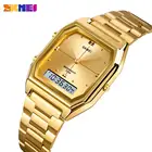 Часы наручные SKMEI женские кварцевые, роскошные Цифровые золотистые с 3 режимами работы, 1612