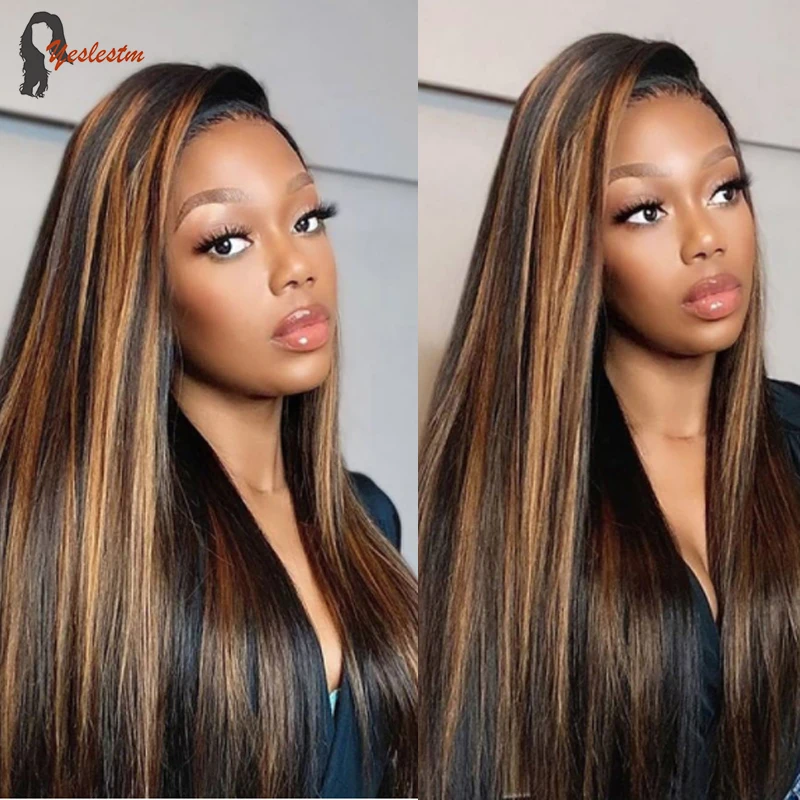 

Yeslestm 4/30 Highlight Colored Human Hair Wigs Pre Plucked Ombre 4x4 Lace Frontal Wig Remy Human Hair Wigs For Black Women