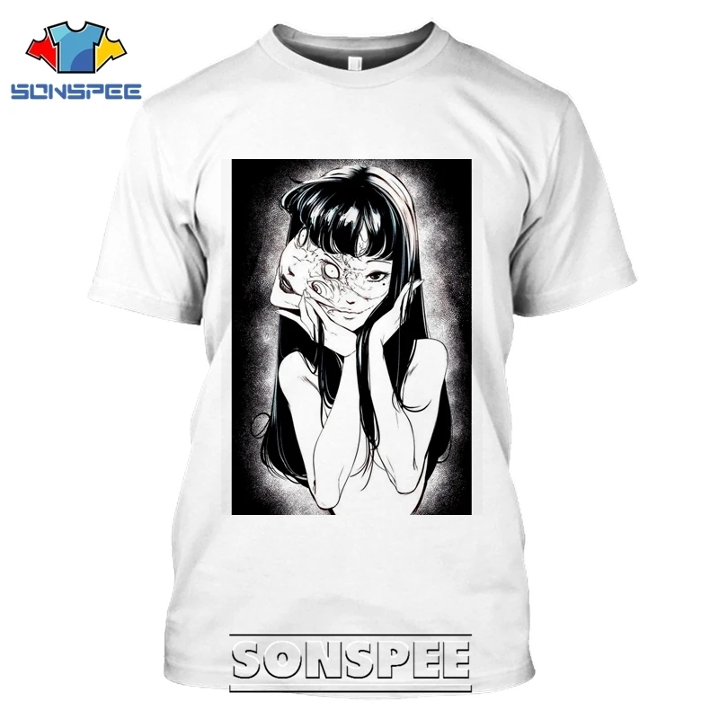 Футболка SONSPEE Junji Ito с 3D принтом для мужчин и женщин повседневная Японская уличная