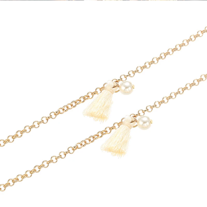 

Women Fashion Tassel Imitation Pearls Eyewear Chain Anti Slip Simple Reading Sunglasses Eyewear Rope Hollow Glasses Accessories