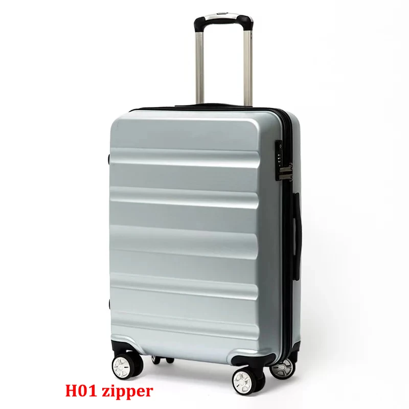 silver Zip ПК 20''24/28 дюймов Дорожная сумка на чемодан на колесиках Прокат троллейбусов кабины, сумка для багажа Сумка Для женщин Стильный чемодан - Цвет: silver Zip