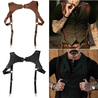 mens suspenders belts vintage leathe medieval renaissance harness punk chest shoulder strap suspensorio apparel accessories