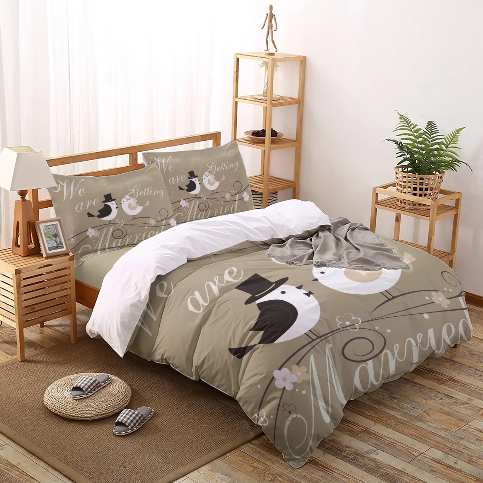 

Bird Love We Are Getting Married Bedding Set For Home Duvet Cover Set Bedclothes Bed Linens Sheet Queen King Size Qulit Covers