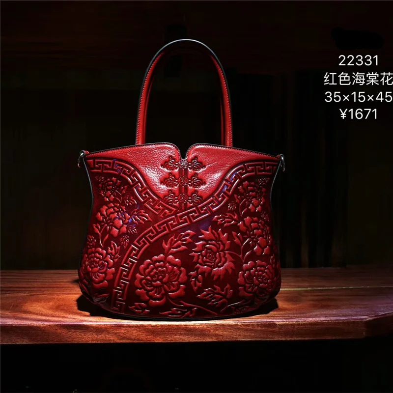 

Новинка 2021, кожаная сумка Pijusi, сумка из чистой кожи с ручным тиснением, сумка в китайском стиле, женская сумка из чистой кожи