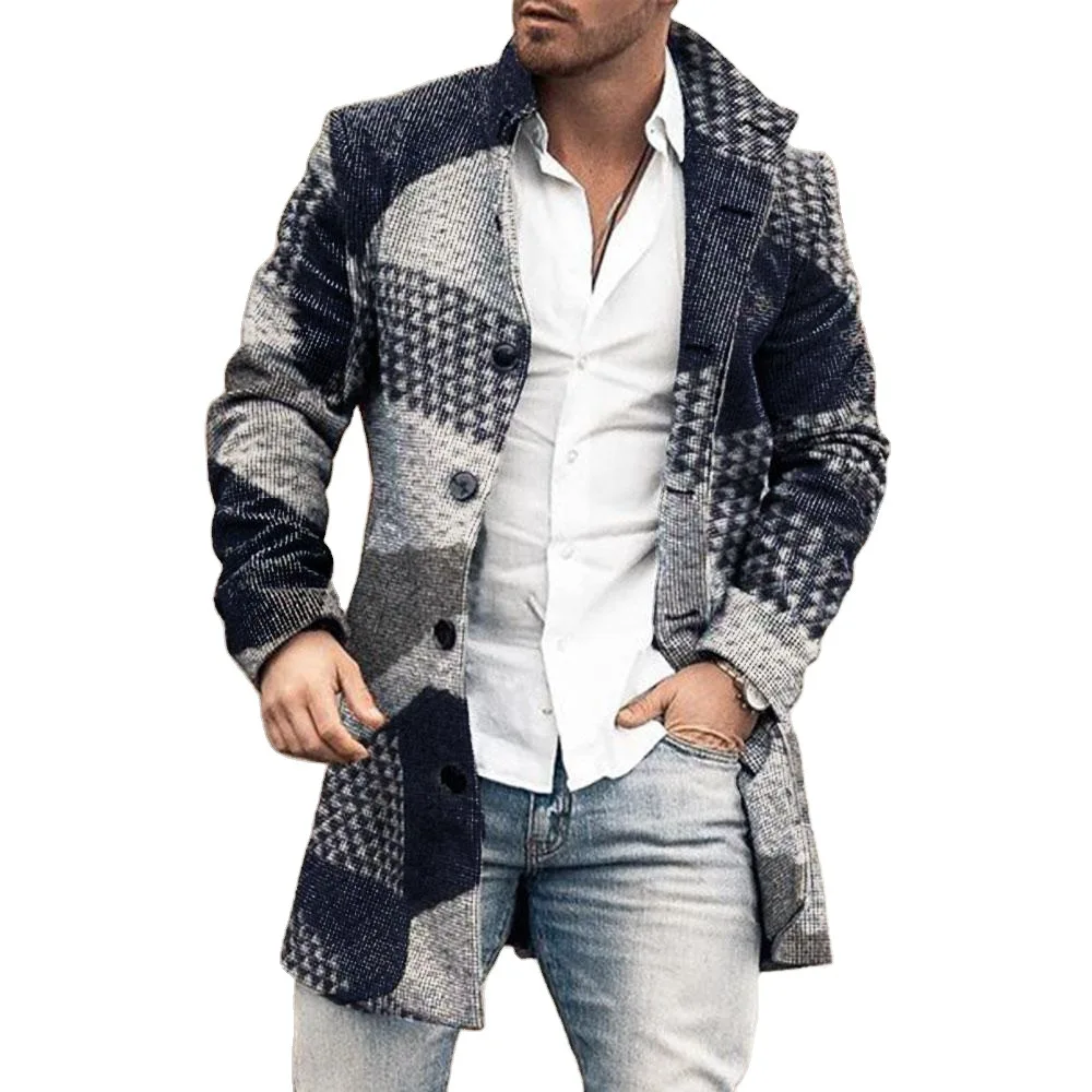 

Men's European and American fashion jacket 2020 autumn new single-breasted color matching casual lapel jacket 1065883